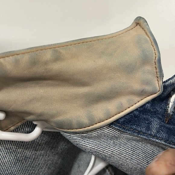 Vintage Levi's denim jacket with leather collar men's size L - Picture 5 of 14